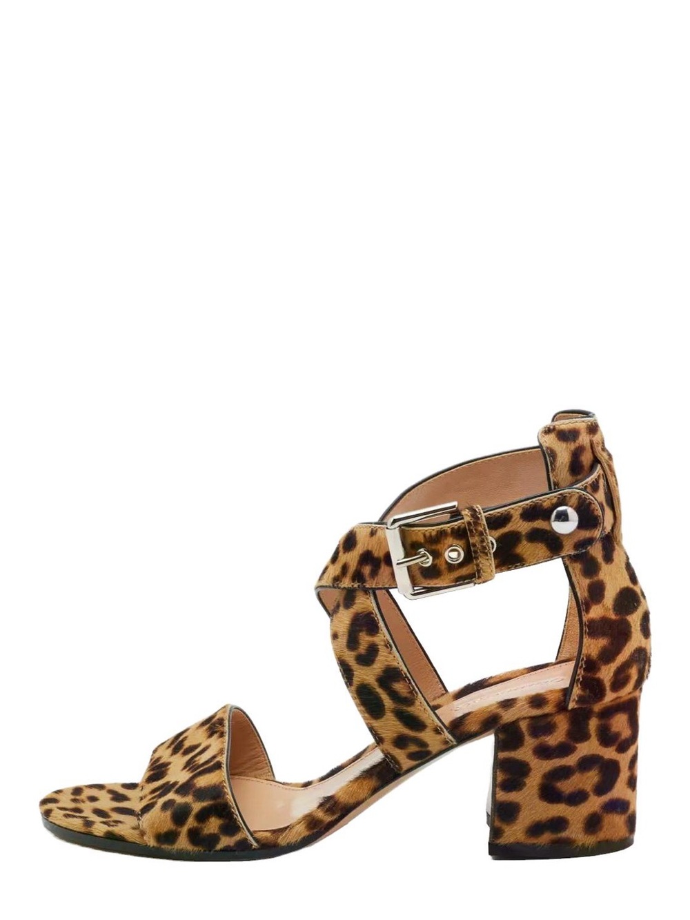 $905~GIANVITO ROSSI~Leopard Pony Calf Hair Strap Block Heel Sandals~9.5/10/40